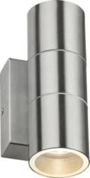 Luminosa Lighting Luminosa Gu10 Up And Down Wall Light With Photocell Sensor - Brushed Chrome 230V Ip54 2X20W - thumbnail 1