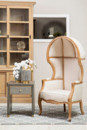 Orsina Cream Dome Accent Chair, Mindi Wood Classical Frame With High Back, Soft Upholstered Dome Chair - thumbnail 4
