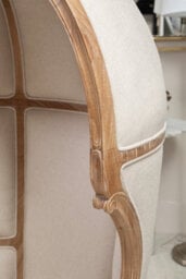 Orsina Cream Dome Accent Chair, Mindi Wood Classical Frame With High Back, Soft Upholstered Dome Chair - thumbnail 2