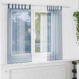 Berkfield Voile Curtains With Loops 2 Pcs Royal Blue 140X140 Cm - thumbnail 1