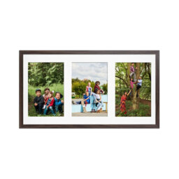 AK Frames 40X20Cm Walnut Sleek Multi Photo Frame With White Mount - Holds 3 Apertures (3X) 6X4 Photos - thumbnail 1
