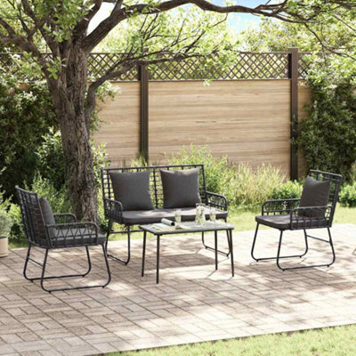 Berkfield Garden Dining Set 3 Pcs Poly Rattan, Steel - image 1