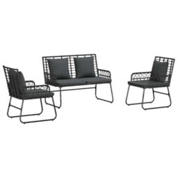 Berkfield Garden Dining Set 3 Pcs Poly Rattan, Steel - thumbnail 2