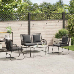 Berkfield Garden Dining Set 3 Pcs Poly Rattan, Steel - thumbnail 3