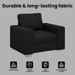 Vidaxl Sofa With Cushion Black 100 X 77 X 82 Cm Fabric - thumbnail 7
