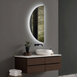 Fino Stone Setenil Half Moon Heated Anti-Fog Led Bathroom Mirror 60X120Cm - thumbnail 1