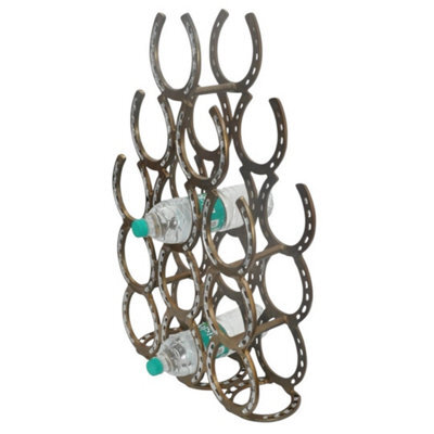 Minster Horseshoe 12 Bottle Wine Rack - Antique Brass - L14 X W40 X H65 Cm - image 1