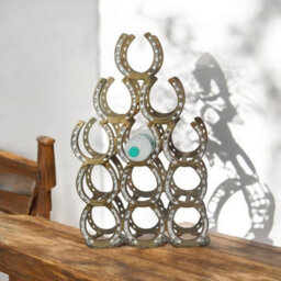 Minster Horseshoe 12 Bottle Wine Rack - Antique Brass - L14 X W40 X H65 Cm - thumbnail 3