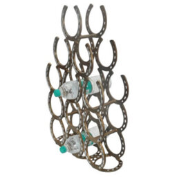 Minster Horseshoe 12 Bottle Wine Rack - Antique Brass - L14 X W40 X H65 Cm - thumbnail 1
