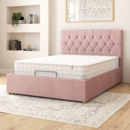 Aspire Olivier Electric Adjustable Bed Upholstered With Pocket Sprung Mattress Uk Made, Plush Blush, Size Double - thumbnail 2