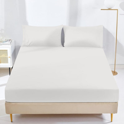 Oxford Homeware White Plain Dyed Fitted Sheet 25Cm Extra Deep Pocket Soft Easy Care Bedding Sheet (W)90Cmx(L)191Cm (Single) - image 1