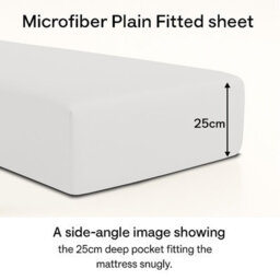 Oxford Homeware White Plain Dyed Fitted Sheet 25Cm Extra Deep Pocket Soft Easy Care Bedding Sheet (W)90Cmx(L)191Cm (Single) - thumbnail 2