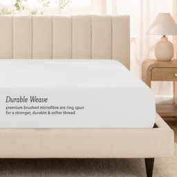 Oxford Homeware White Plain Dyed Fitted Sheet 25Cm Extra Deep Pocket Soft Easy Care Bedding Sheet (W)90Cmx(L)191Cm (Single) - thumbnail 3