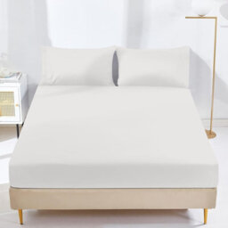 Oxford Homeware White Plain Dyed Fitted Sheet 25Cm Extra Deep Pocket Soft Easy Care Bedding Sheet (W)90Cmx(L)191Cm (Single) - thumbnail 1