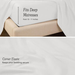 Oxford Homeware White Plain Dyed Fitted Sheet 25Cm Extra Deep Pocket Soft Easy Care Bedding Sheet (W)90Cmx(L)191Cm (Single) - thumbnail 4