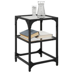 Walplus Coffee Tables With Transparent Glass Top 2 Pcs 30X30X45 Cm Steel - thumbnail 3