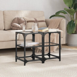 Walplus Coffee Tables With Transparent Glass Top 2 Pcs 30X30X45 Cm Steel - thumbnail 1
