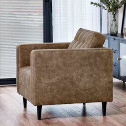 Furniturebox Uk Jenna Brown Faux Leather Armchair - thumbnail 2
