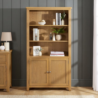 The Furniture Market Cotswold Rustic Oak Tall Wide Bookcase - image 1