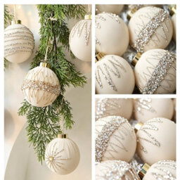 Amorly 12 Pack Flocked Velvet Christmas Ball Ornaments, 8Cm Hanging Tree Baubles, Seasonal Indoor Christmas Home Decor (Beige) - thumbnail 4