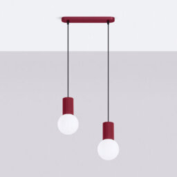 Sollux Lighting Halo Aluminum/glass Burgundy 2 Lights Modern Pendant Lamps - thumbnail 2