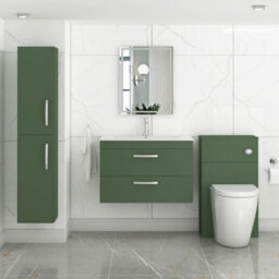 Royal Bathrooms Turin 800mm Wall Hung Vanity Unit Matt Green 2 Drawer Minimalist Basin - thumbnail 4