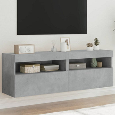Berkfield Tv Wall Cabinets With Led Lights 2 Pcs Concrete Grey 60X30X40 Cm - image 1