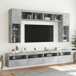 Berkfield Tv Wall Cabinets With Led Lights 2 Pcs Concrete Grey 60X30X40 Cm - thumbnail 6