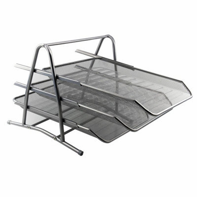 3 Tier Metal Office Desk Filing Letter Tray Document Holder - image 1