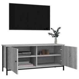Berkfield Durable Tv Cabinet With Doors Grey Sonoma 102X35X45 Cm Engineered Wood - thumbnail 4
