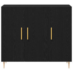 Berkfield Black Oak Sideboard 90X34X80 Cm Made Of Engineered Wood - thumbnail 6