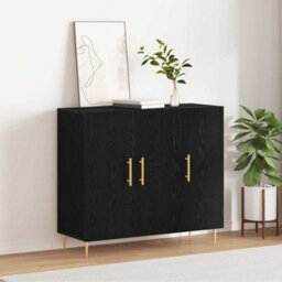 Berkfield Black Oak Sideboard 90X34X80 Cm Made Of Engineered Wood - thumbnail 4