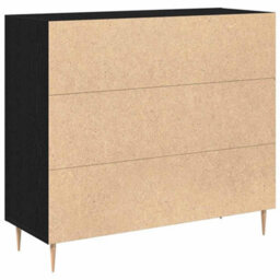 Berkfield Black Oak Sideboard 90X34X80 Cm Made Of Engineered Wood - thumbnail 5