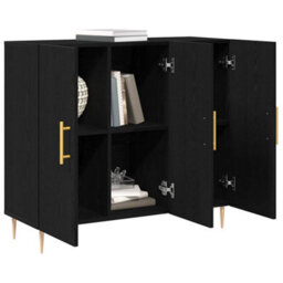 Berkfield Black Oak Sideboard 90X34X80 Cm Made Of Engineered Wood - thumbnail 3