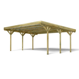 Cerland Jean Double Wooden Carport 6M X 5M Clear Roof With Galvanised Concrete-In Feet - thumbnail 4