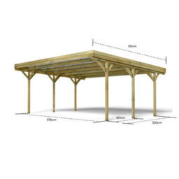 Cerland Jean Double Wooden Carport 6M X 5M Clear Roof With Galvanised Concrete-In Feet - thumbnail 3