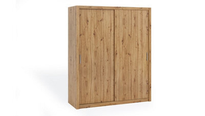 Arte Bono Sliding Door Wardrobe In Oak Artisan - Spacious Modern Design For Compact Living - W1800mm X H2150mm X D620mm - image 1