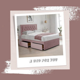 Pink Plush 4Ft Small Double Bed With Matttress  2 Storage Drawers And 20 Inch Borderd Headboard - thumbnail 2