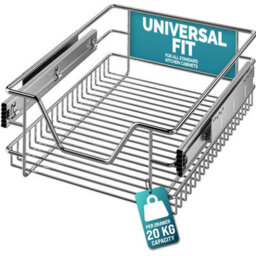 Casaria Pull Out Telescopic Kitchen Drawer, For 40Cm Units - 36Cm Internal Cabinet Dimensions, Chrome-Plated, 20Kg Load - thumbnail 1