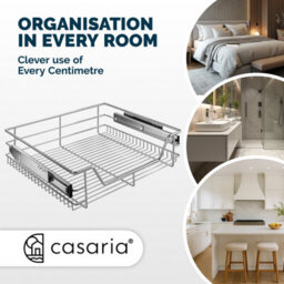 Casaria Pull Out Telescopic Kitchen Drawer, For 40Cm Units - 36Cm Internal Cabinet Dimensions, Chrome-Plated, 20Kg Load - thumbnail 3