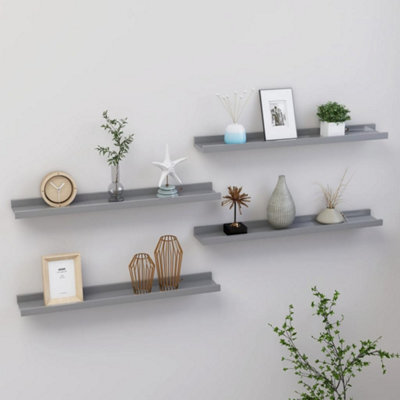 Berkfield Wall Shelves 4 Pcs Grey 60X9X3 Cm - image 1