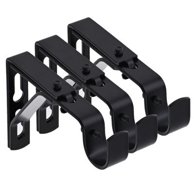 Lister Cartwright 19mm Curtain Pole Ends Brackets With Adjustable Screws Metal Finish (Pack Of 3)