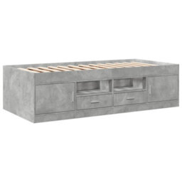 Berkfield Daybed With Drawers Without Mattress Concrete Grey 90X190 Cm Single - thumbnail 3