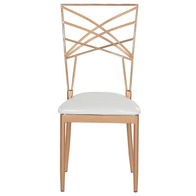 Beliani Home 2-Piece Rose-Gold Metal Dining Chairs With White Faux Leather Seat Pad - Industrial Glam - image 1