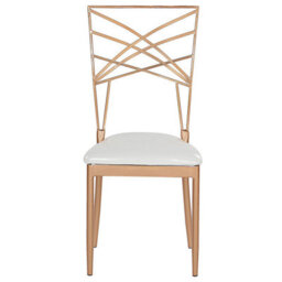 Beliani Home 2-Piece Rose-Gold Metal Dining Chairs With White Faux Leather Seat Pad - Industrial Glam - thumbnail 1