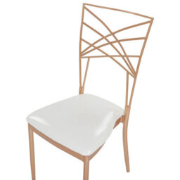 Beliani Home 2-Piece Rose-Gold Metal Dining Chairs With White Faux Leather Seat Pad - Industrial Glam - thumbnail 7