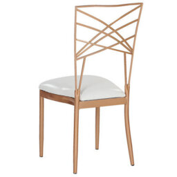 Beliani Home 2-Piece Rose-Gold Metal Dining Chairs With White Faux Leather Seat Pad - Industrial Glam - thumbnail 6