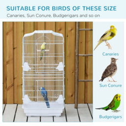 Pawhut 92Cm Large Bird Cage With Perches, Food Bowls, Swing, White - thumbnail 7