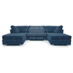 Furnishings For Less UK Bishop Marine Blue U Shaped Soft Fabric Jumbo Cord Detachable 5 Seater Large Sofa - thumbnail 1