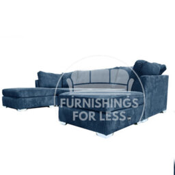 Furnishings For Less UK Bishop Marine Blue U Shaped Soft Fabric Jumbo Cord Detachable 5 Seater Large Sofa - thumbnail 5